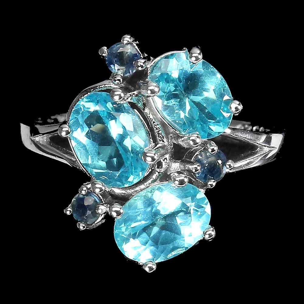 Neon blue apatite ring sale