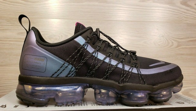 black & purple air vapormax run utility sneakers