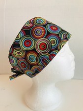 women surgical cap tieback style - ARLEE DOTTED DISC