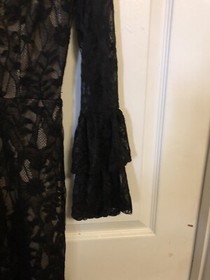 Blue. S Black Lace V Neck Ruffle Sleeve Jump Suit Size s 