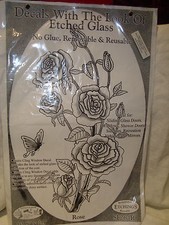 Rose w/Butterfly With the Look of Etched Glass Removable Reusable Decal NEW