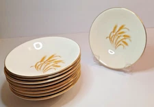 Golden Wheat by Homer Laughlin Dessert Bowls 22k Gold Trim SET OF NINE (9)