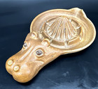 Art Pottery Signed Stoneware Hippopotamus Citrus Juicer Reamer Large EUC