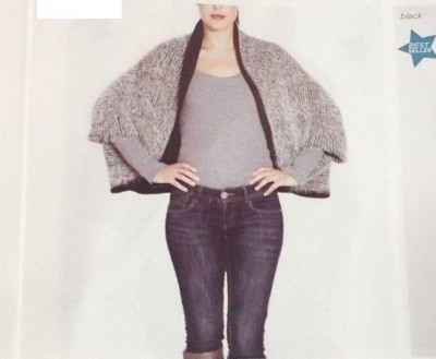Bebe Feather-yarn Knit wrap with Arm holes (2-in-1) Outerwear Shrug Scarf Soft