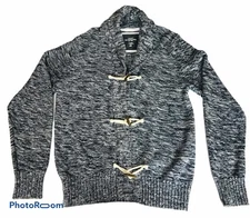 H&M L.O.G.G. Womans M 100% Cotton Cozy Gray Sweater With Toggle Buttons