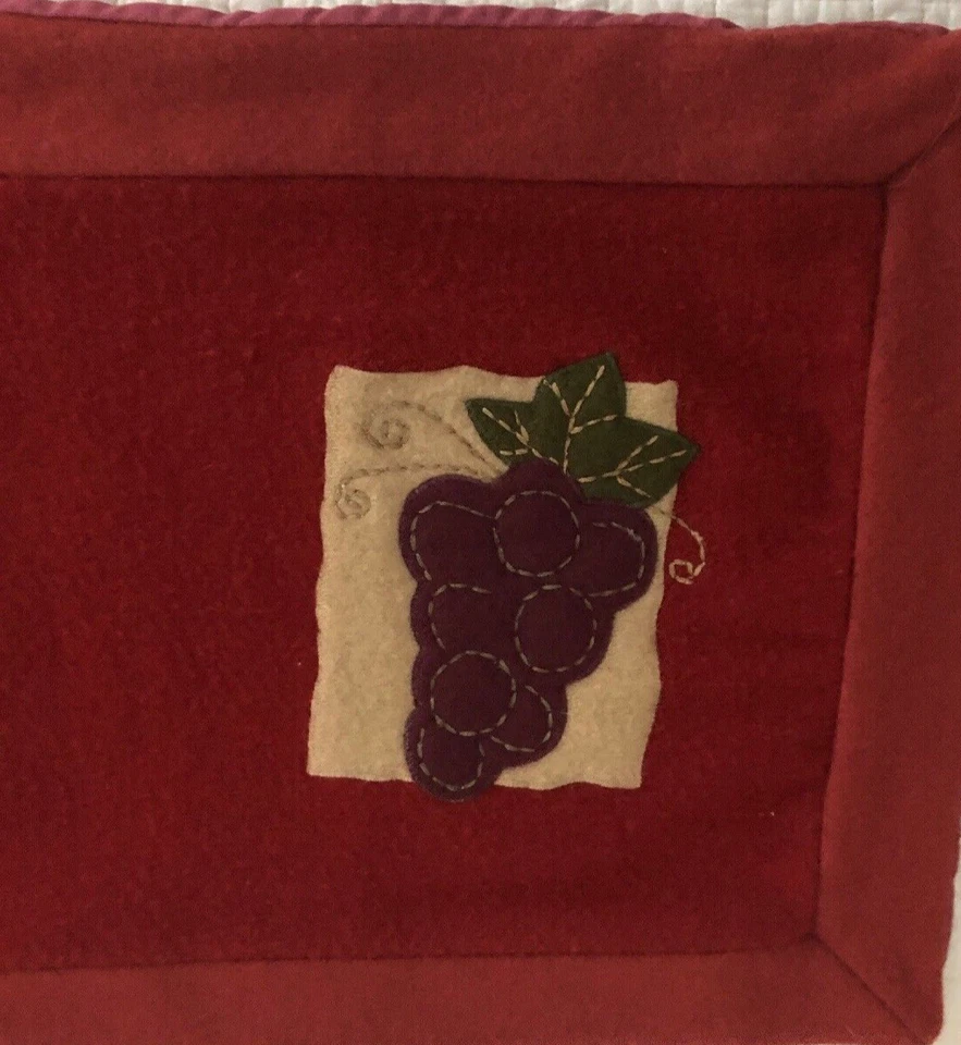 Autumn Harvest Thanksgiving 2003 Table Runner Appliqued Fruits Wool Cotton  VGC - Image 2 of 4