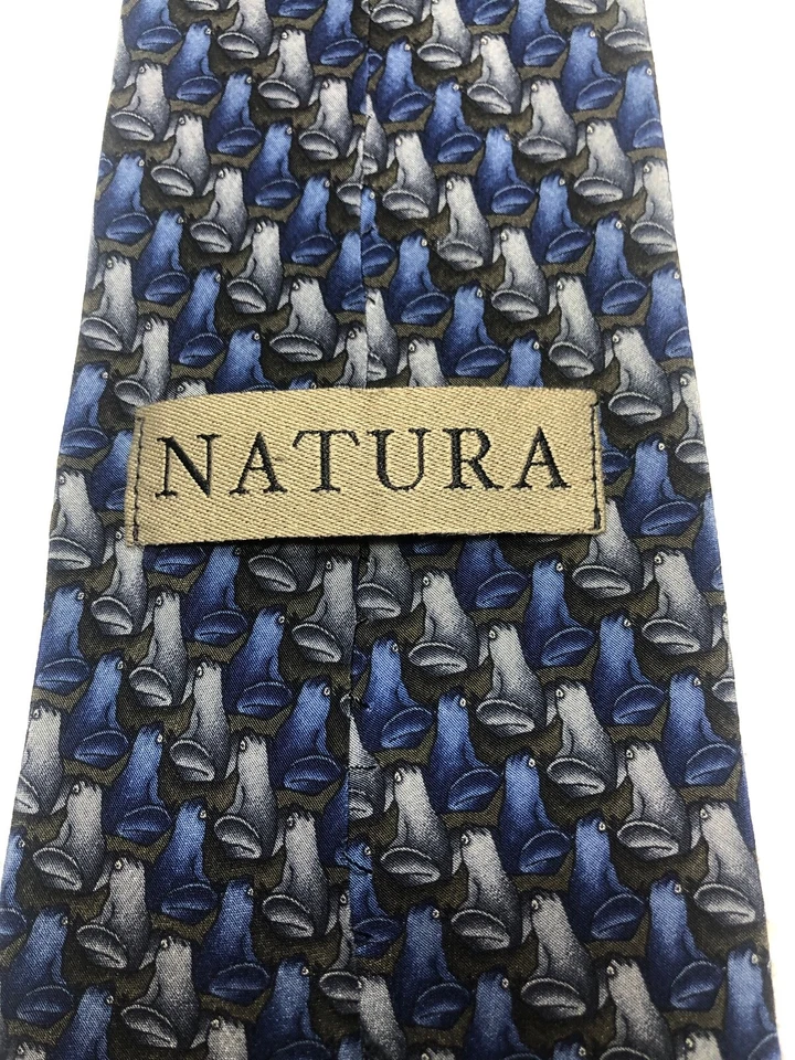 NATURA MENS TIE BLUE AND GRAY FROGS 3.75 X 60 - Image 4 of 4