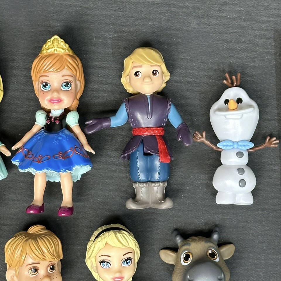 Disney Mini Princess Figures 3” Toddler 10 Dollhouse Dolls Frozen Lot