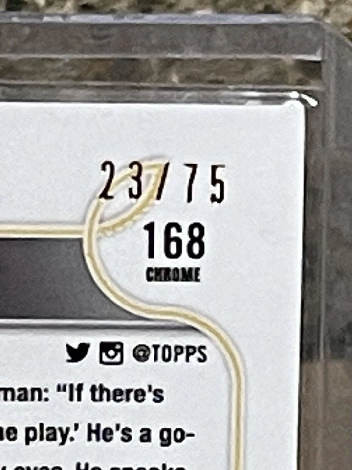 2022 Topps Chrome Sonic Blue & Yellow Pulse Refractor /75 Matt Chapman #168 - Image 3 of 3