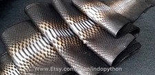 Genuine Python Leather, Exotic Snake Skin, Blac Leather,Black Skin, Real Leather