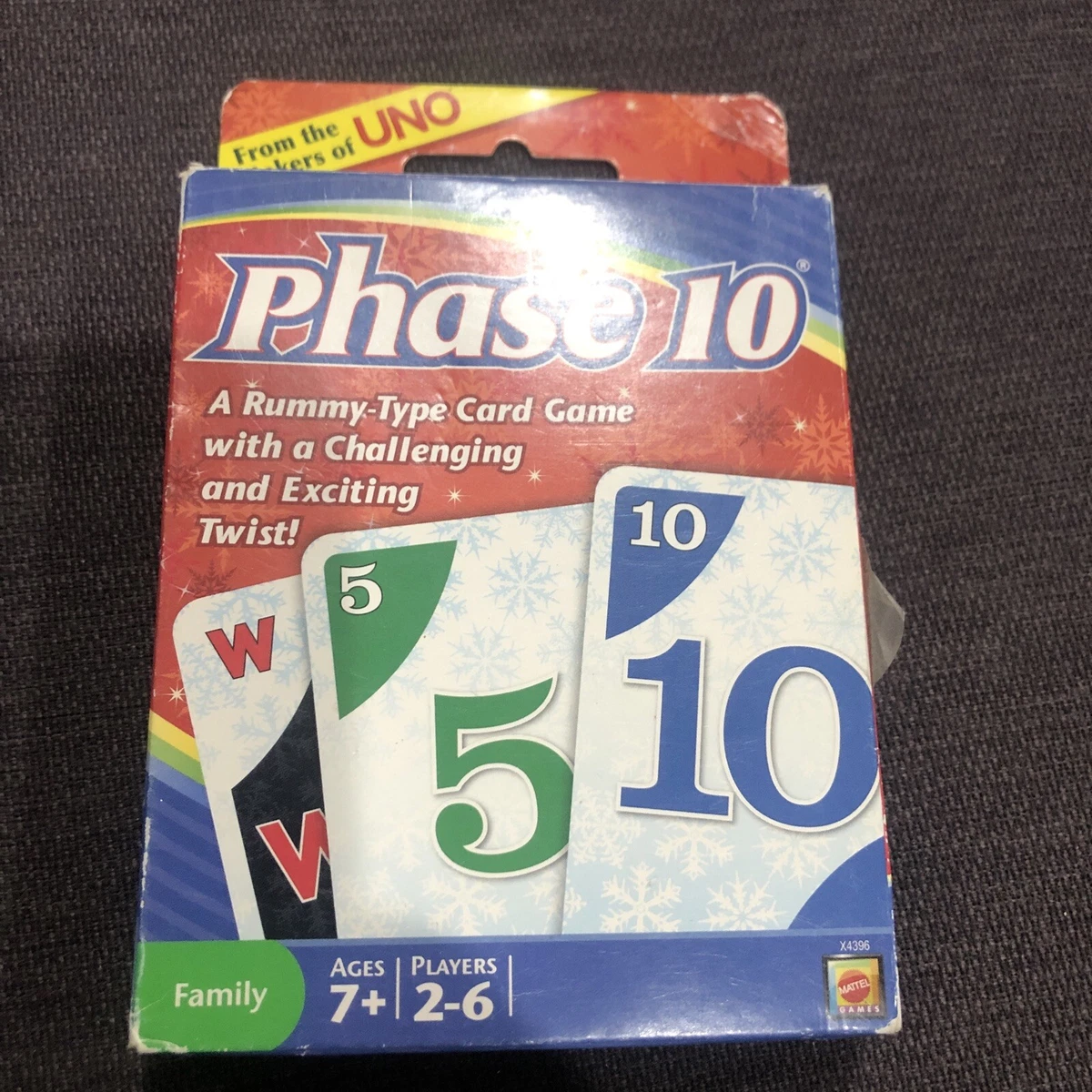 Mattel Card Game Phase 10 A rummy type with a challenging and