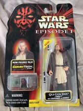 1999 Hasbro Star Wars Episode 1 Qui Gon Jinn CommTech Chip Action Figure New