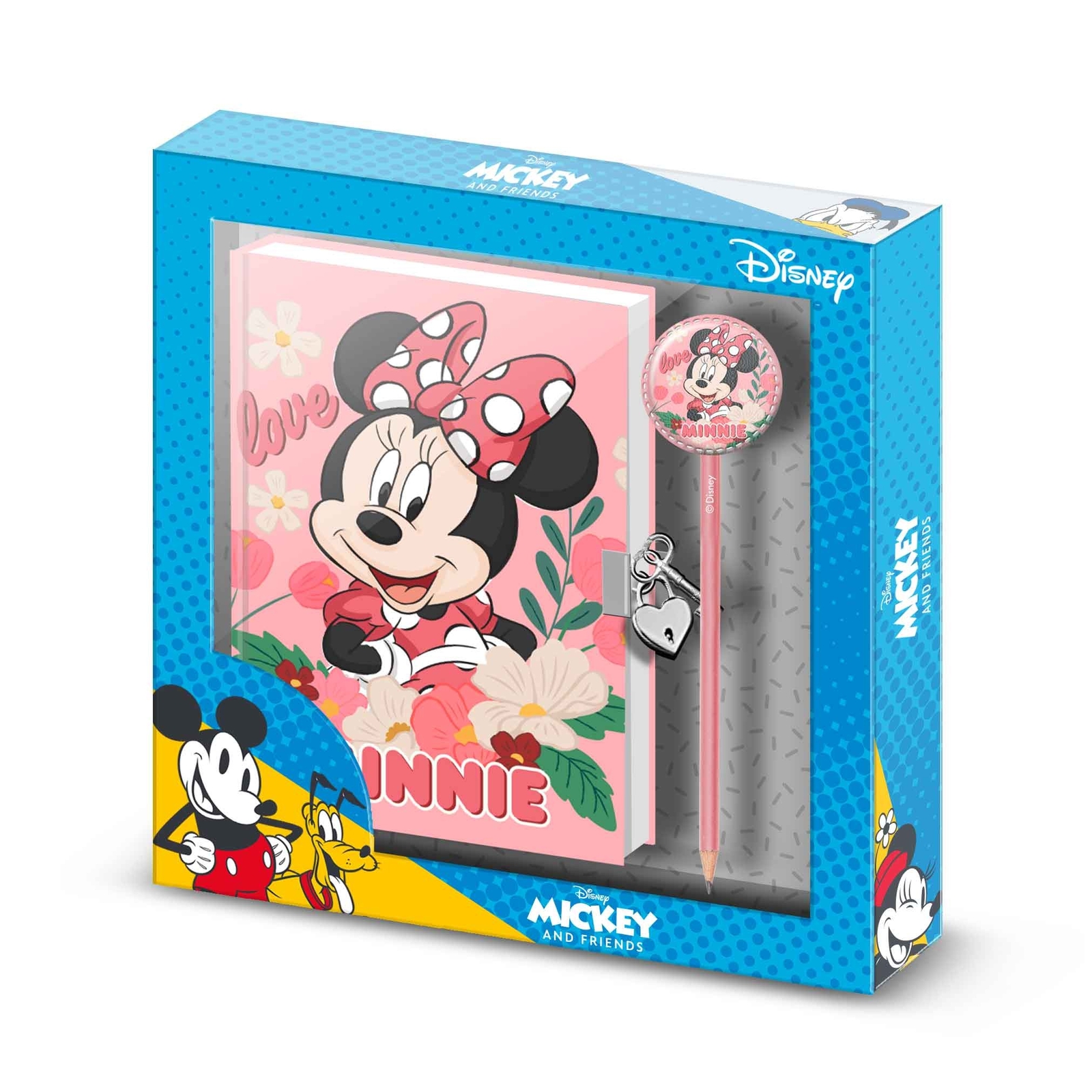 DIARIO ROSA CON CHIAVE MINNIE MOUSE + PENNA FASHION MINNIE MOUSE GARDEN
