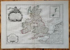 Lattre Large Original Copperplate Map Great Britain Ireland - 1787