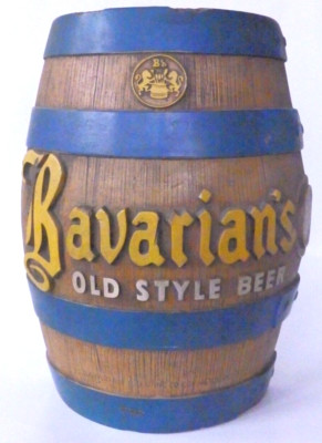 Vintage 1950s Bavarian's Old Style Beer Covington KY Chalkware Half Barrel Sign