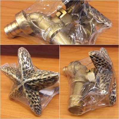 Brass Faucet Garden Star Fish Spigot Vintage Tap Water Home Yard Outdoor Living