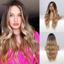 Wig woman blonde long curly hair chemical fiber headgear