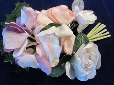 Vtg Millinery Flower Collection Pink Ecru Lavender Rose Sweet P Corsage 2" H5259