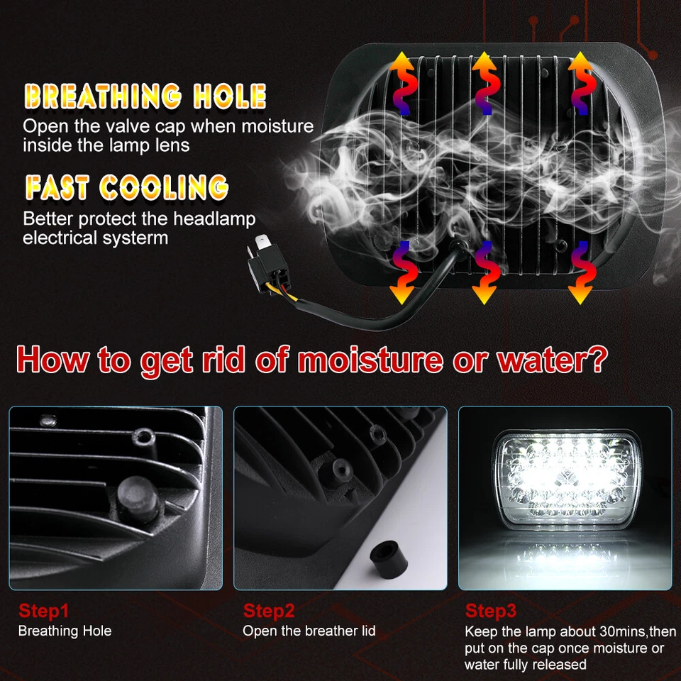 Для Jeep Cherokee XJ 1984-2001 Wrangler YJ 1986-1995 5x7 7x6 светодиодная фара HI/LO - Изображение 4 из 4