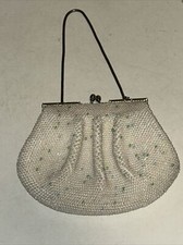 Vintage Art Deco small Pearl Bead Bag Evening Purse Clutch Cocktail