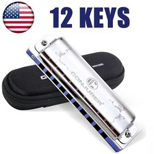 CONJURER Blues Harmonica Beginners 10 Hole 12 Keys Diatonic Harp Mouth Organ