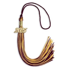 Endea Graduation Maroon/Gold Mixed Color Tassel With Gold Date Drop