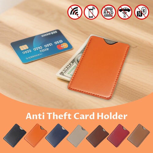 PU Leather Blocking Card Case Anti Theft Demagnetization Protector for Bank Card