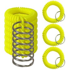 10 Pieces Wrist Coil Keychain Spiral Key Ring, Lemon Yellow