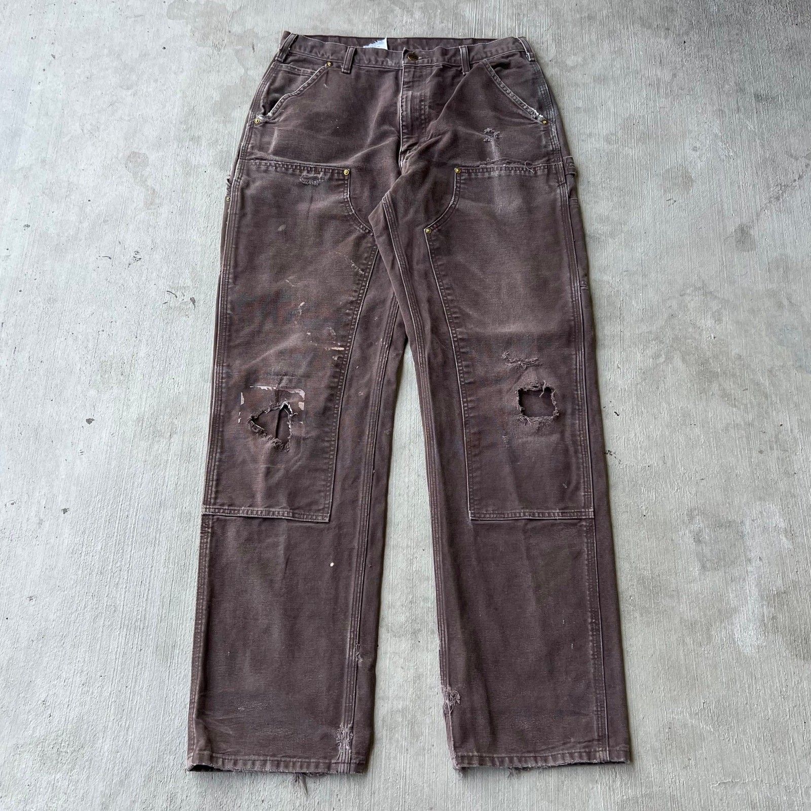 Carhartt faded brown double knee work wear carpenter pants