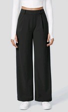 Halara Flex DayStretch High Waisted Pocket Straight Leg Work Pants Size L Black