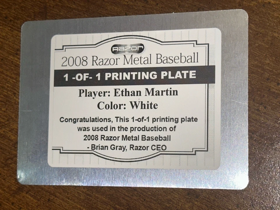 ETHAN MARTIN 2008 Razor Metal WHITE PRTINTING PLATE #1/1 DODGERS PHILLIES - Image 2 of 2
