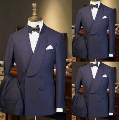 Formal Men Suits Double Breasted Wedding Regular Fit Tuxedos Groom Prom Party