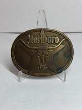 1987 Marlboro Belt Buckle - Solid Brass - Philip Morris Inc - Ox Star USA B5