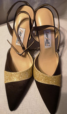 New Farfalla London Ladies shoes. Brown/Gold Sz 3. Quick buckle release. Party
