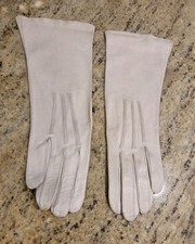 Vintage Womens Size S 6 Gray Soft Leather Formal 10" Long Gloves