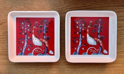 NEU  2x iittala Taika Teller 12x12 cm rot Untersetzer Untertasse Scandi Finland