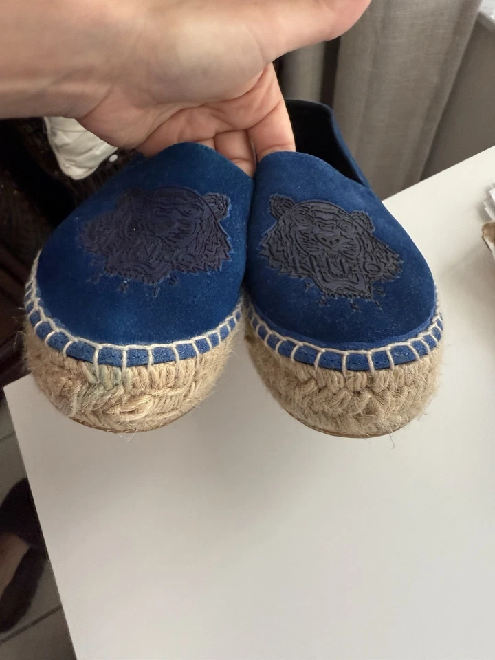 KENZO Paris Mujer Talla EU 37 Azul Cobalto Gamuza Tigre Alpargatas Planas Foto 3 de 4