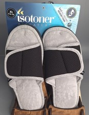 NWT Isotoner Signature XL 9.5-10 memory foam house shoe hoop loop gray w/ trim