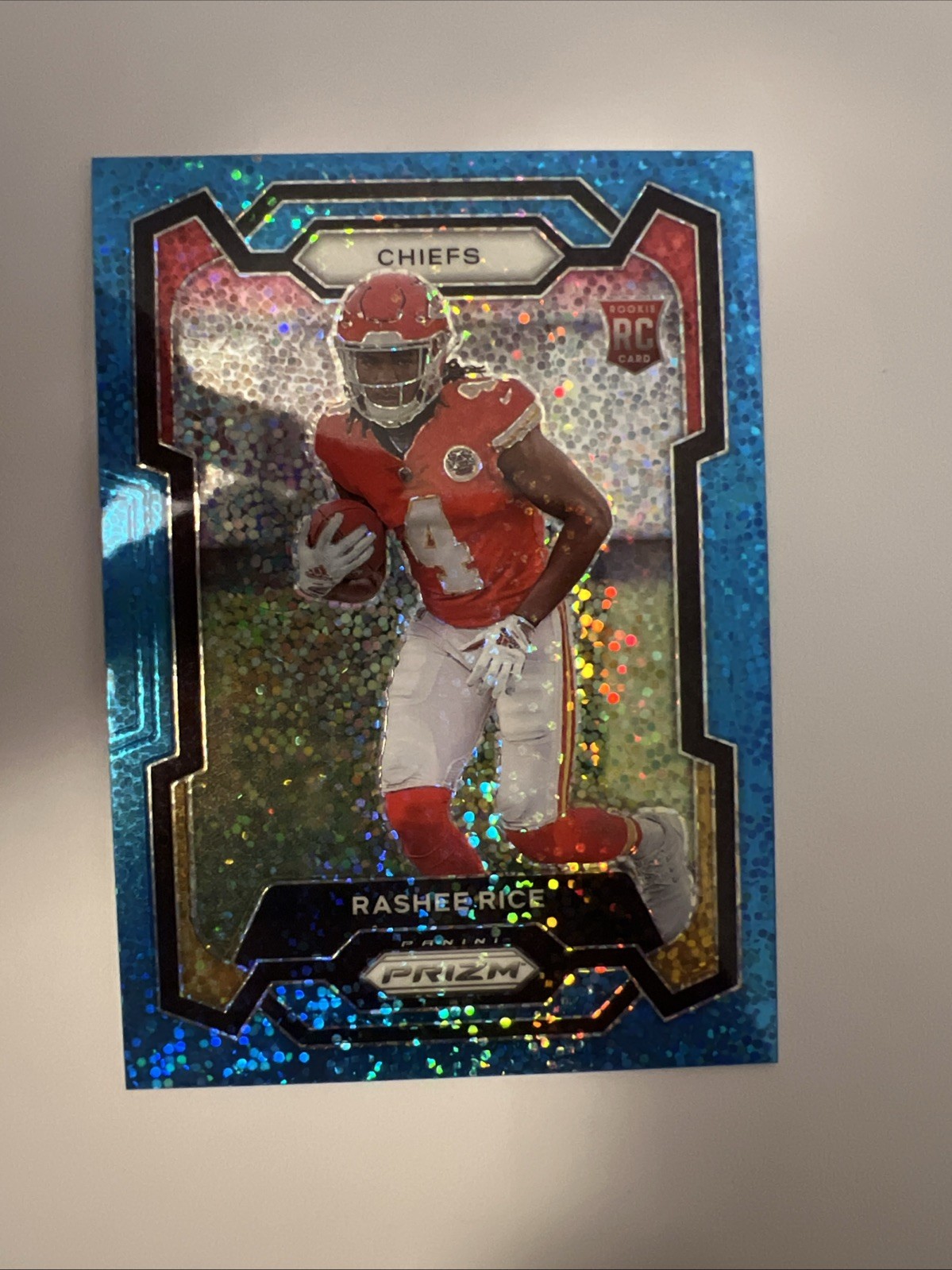 💎Rashee Rice 2023 Panini Prizm Rookie RC #350 Blue Sparkle /96 KC Chiefs SSP