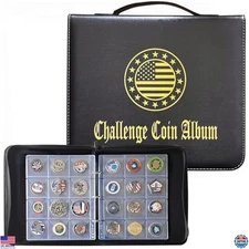 Black Leather Coin Display Album: 120-Pocket Collector's Book for Enthusiasts
