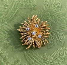 Vintage Tiffany & Co. 18K Yellow Gold Sea Anemone Urchin Diamond Brooch