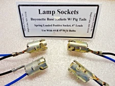 4pcs Mini Lamp Pigtail Sockets, Suitable for 44 & 47 Bayonet Style Mini Lamps