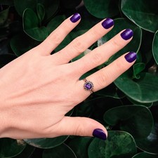 925 Sterling Silver Amethyst Ring Size 6  Purple Gemstone Bezel Set NEW