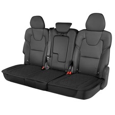 Rear Seat Cushion - Diamond Stitched Faux Leather Rear Seat Cover for Black