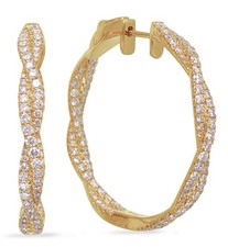 LARGE 2.36CT DIAMOND 14K YELLOW GOLD 3D INSIDE OUT DOUBLE INFINITY ROPE EARRINGS