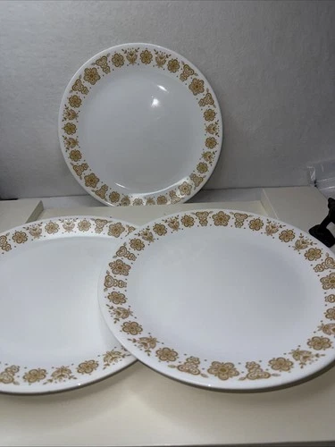 Vintage Corelle by Corning BUTTERFLY GOLD 10 1/4" Dinner Plates Set of 3