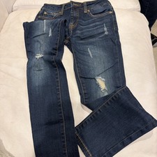 7 For All Mankind Jeans Girls Dark Wash Denim Size 10 Adjustable Waist