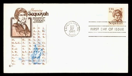 DR WHO 1980 FDC INDIAN SEQUOYAH CC CACHET M75261
