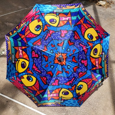 Romero Britto Artist ''Deeply In Love'' Folding Umbrella