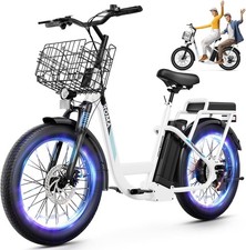 20" Fat Tire Electric Scooter with Seat Basket Peak 1200W Commuter E Scooter